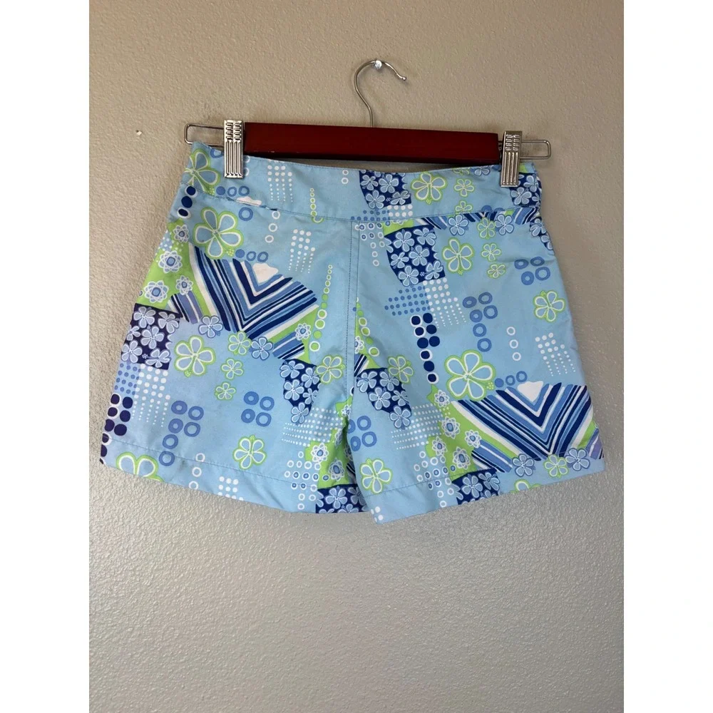 Y2K Energy Zone Girls Blue Floral Geometric‎ Board Shorts Swim Trunks Size 8
